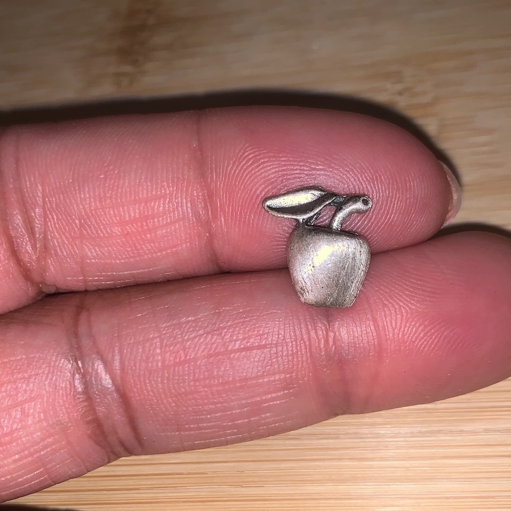 Vintage Silver Apple Brooch unisex